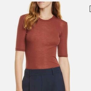 Vince Women's Rust Top Elbow Sleeve Sz M